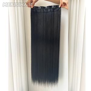 TEMU MERISIHAIR 여성용 클립인 헤어 익스텐션 - 고온 내성 긴 인조머리카락, 열 스타일링용, 볼륨 및 길이 연장용 클립 익스텐션, 일상용, 땋은 머리 및 포니테일용