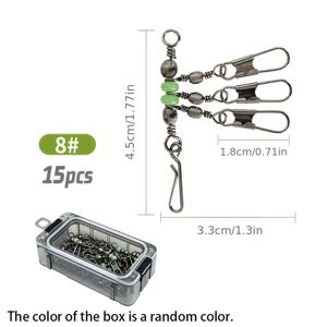 TEMU 삼지창형 야광 구슬 스위블 #8/#10, 15/20/25개 야광 낚시핀 커넥터 링 스위블 조인트, 오징어 루어용, 하드베이트용, 맞물림 스냅 포함, 낚시용 스위블 스냅 패스너, 낚시 태클, 나무새우 훅 세트 액세서리, 랜덤 색상