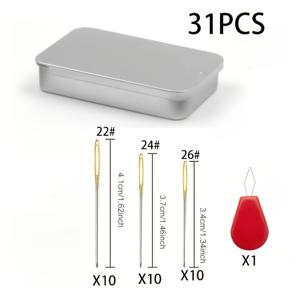 TEMU 31개 십자수용 금색 뾰족침 세트, 보관 케이스 및 실꿰개 포함 - 수 자수용 바늘 30개, 실꿰기 도구, DIY 공예용 바늘 케이스, 초보자 및 전문가용, 아이다/십자수용 금색 팁