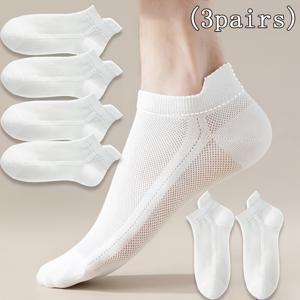 TEMU 남녀 공용 여름 메쉬 통기성 로우컷 양말 3켤레, 얇은 뒤꿈치 탭 발목 보호 노쇼 양말, 땀 흡수, 냄새 방지, 내구성 좋은 데일리 캐주얼 및 스포츠 양말