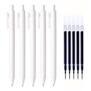 TEMU 10개입 화이트 젤펜 세트, 0.5mm 극세필, 검정 잉크, 푸시버튼식. 심플한 순백색 디자인, 노트 작성 및 필기에 이상적. 사무실 및 학교용품으로 완벽, 생일 선물, 크리스마스, 할로윈, 발렌타인데이, 새해 선물, 친구 선물로도 최고! 부활절 선물로도 적합