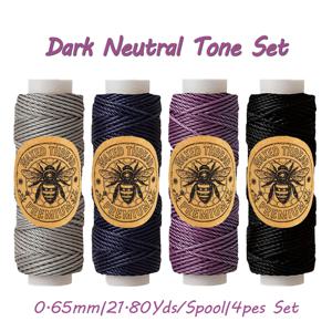 TEMU 4색 다용도 원형 왁스 실 세트, 두께 0.65mm, 롤당 21.8야드, 총 87.2야드, 내마모성 강화형 왁스 꿰매개, 구슬 팔찌, 직조 및 바느질용, 핸드 바느질 가방 및 지갑용, 땋은 팔찌, 목걸이 및 모든 수공예품용, 다양한 색상 옵션 선택 가능