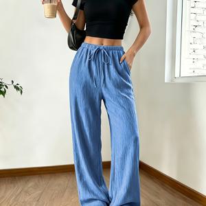 TEMU 여성용 스포티 캐주얼 엘레강스 와이드핏 바지 1개