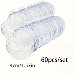 TEMU 투명 플라스틱 장식용 볼 60개, DIY 파티 장식, 다용도 필러볼, 결혼식, 밸런타인데이, 가족 모임, 파티, 새해 선물용 /참고: 수량-개수는 반구를 의미하며, 전체 구형을 의미하지 않습니다. 주의해 주세요/
