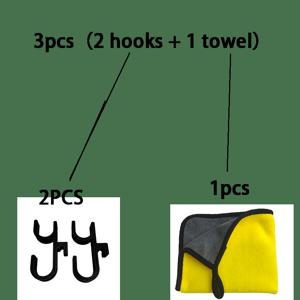 TEMU 자동차 우산 고리 2개 세트, 청소용 타월 포함, 드릴 필요 없는 자동차 트렁크 정리함, 우산봉 캠핑 장비 수납용, 트렁크 공간 절약, 차량 내부 정리
