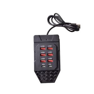 TEMU MeiGlobal 8포트 클립 USB 충전 허브 1개, USB-A 6포트 + PD Type-C 고속 충전 포트 2개, 한 손으로 고정하는 테이블 클램프, USB 플러그 앤 플레이, 스마트 전류 분배 및 과열/과전압 보호, 휴대폰, 태블릿, 이어버드용 실내, 가정, 사무실, 캠핑용