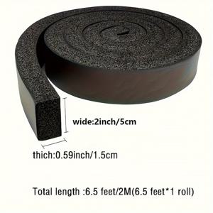 TEMU 1롤, 너비 2.5cm X 두께 1.5cm X 길이 2미터; 너비 5cm X 두께 1.5cm X 길이 2미터. 제품: 창문 및 에어컨용 고탄성 폼 씰링 스트립 단열재. 고탄성 고강도 창문 씰링 스트립, 무접착제, 검정색 폼 단열 창문 및 문용 테이프