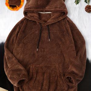 TEMU 남성용 플러스 사이즈 양면 라운지웨어 캐주얼 후드 스웨트셔츠, 플러스 사이즈