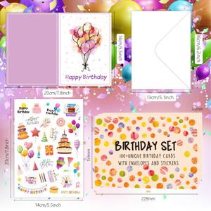 TEMU 생일 카드 세트 (봉투 100개, 접은 생일 카드 포함), 생일 행사, 파티, 모임에 완벽