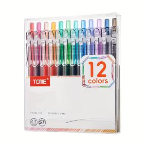 12색 세트 멀티컬러 프레스 버튼 젤 펜 멀티컬러 페인팅 저널 펜 마커 0.5mm 고품질 컬러 워터 펜