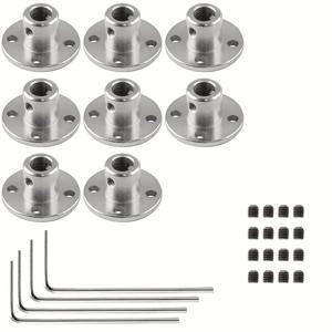 TEMU 8개 6mm 고강도 플랜지 커플링, 고경도 금속 축 베어링 피팅 모터 커넥터, 가이드 샤프트 지지 커플러