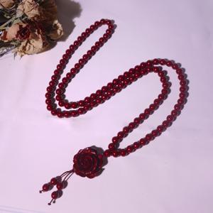 TEMU 우아한 석류석 목걸이, 빨간 장미 펜던트 - 행운의 액세서리, 완벽한 선물, 무도금, 매력적인 목걸이