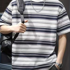 반팔 크루넥 티셔츠 남성 여름 신상 루즈핏 트렌디 브랜드 티셔츠 탑