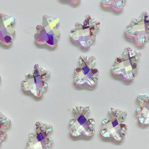 16- 코끼리와 곰 AB 컬러 유리 펜던트 부품 15개, 반짝이는 햇빛 가리개, 크리스마스 트리, 결혼식, 파티 및 홈 데코에 적합, 걸이 장식 체인 및 펜던트