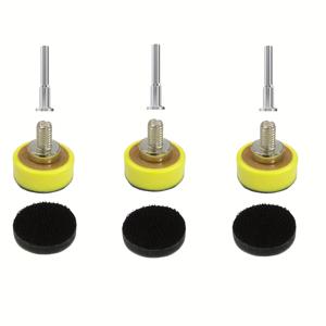 TEMU 9개 샌딩 디스크 패드 키트, 1인치 백킹 패드 3개, 3mm 생크 드릴 부착 장치 3개 및 샌딩 연마용 소프트 폼 패드 3개 포함