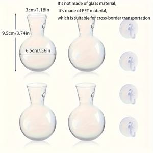 3개 세트 미니 벽걸이 식물 번식병, 모던 PET 소재 행잉 화분, 홈 데코용 라운드 화분, 식물 테마, 수경 재배용, 실내/외부 장식에 적합