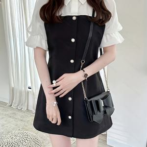 TEMU 여성용 스타일리시 패치워크 2-in-1 룩 셔츠 원피스, 봄 여름 가을용 미디 기장의 패셔너블하고 우아한 드레스