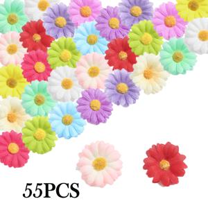 TEMU 55/110개 SERRA 리얼리스틱 실크 데이지 & 미니 꽃 머리 - 멀티컬러 대량 인공 데이지 센터 포함, DIY 웨딩 부케, 센터피스, 휴일 장식용 (꽃병 미포함)