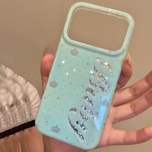 TEMU 휴대폰 케이스 - 왕관 글자 반짝이는 글리터 소프트 폰 케이스, 아이폰 17 Pro Max 17 Pro Max 15 Pro Max 14 Pro Max 13 Pro Max 13 호환, 블링 스팽글 보호 백 커버