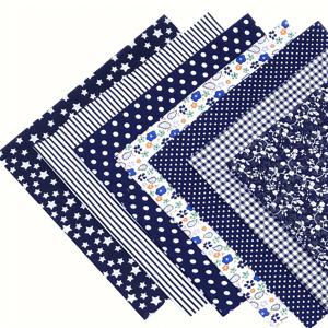 네이비 블루 7종 세트 - 7가지 다른 präzise 재단된 패브릭 패턴 포함, 퀼팅, 재봉, 공예에 적합. 이 부드러운 수제 패브릭은 재봉, DIY 공예, 패치워크, 스크랩북킹, 인형 만들기, 홈 데코 등에 이상적입니다