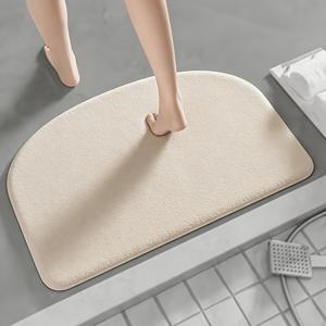 TEMU 반원형 미끄럼 방지 욕실 매트 1개, 산호 러그, 욕실 입구용 바닥 매트, 침실 침대 옆 소형 매트, 구매 가치가 있는 훌륭한 가정 필수품, 다양한 색상 선택 가능