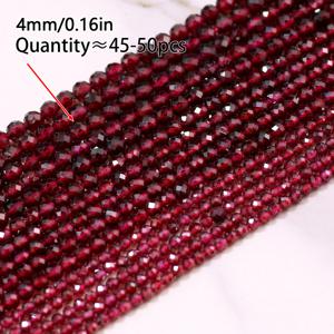 2/3/4mm 천연 딥 레드 가닛 구슬 - 광택 있는 끈 꿰기 및 짜기용, 면처리된 구멍이 뚫린 원형 구슬, DIY 주얼리 제작용 광택 있는 원석, 팔찌, 목걸이, 귀걸이, 끈 꿰기 및 짜기 공예용