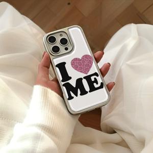 TEMU 휴대폰 케이스 - 전기 도금 드립 레진 낙하 방지 폰 케이스, Apple 16Promax/15Plus/14 Pink 프린트 에폭시 레진 하드 케이스, 남자친구 자매 가족을 위한 귀여운 휴일 선물