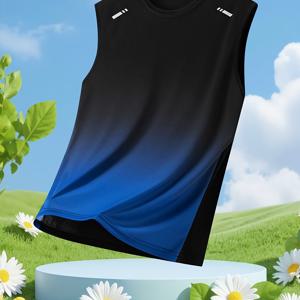 TEMU 슬림핏 베스트 그라데이션 스포츠 캐주얼 민소매 탑 러닝 남성 티셔츠