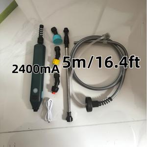 23.6인치 전동 정원 스프레이어, 배터리 표시기, 16.4피트 충전식 호스, 휴대용 스프레이 완드, 야드, 잔디, 정원용, 3가지 노즐, 금속 구조, USB 충전, 최대 36V 전압