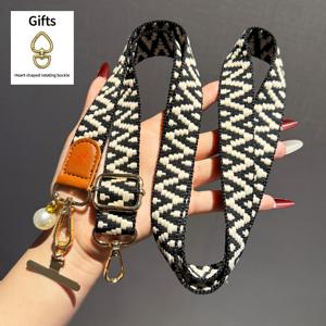 TEMU 오리지널 자수 와이드 안티스트레스 휴대폰 랜야드, 조절식 크로스바디/넥 스트랩, 내구성 있는 카메라백 숄더 스트랩