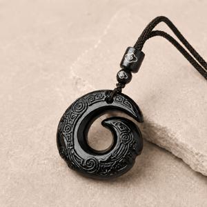 TEMU 남성용 블랙 흑요석 음양 부적 목걸이 - 남편 선물용 중국 태극 펜던트, 영적 보호 주얼리, 남자친구를 위한 레트로 길상 구름 , 반대의 문화적 균형