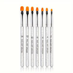 TEMU 7pcs/세트 네일 아트 브러쉬 세트 - 투명 핸들 라운드 팁 매니큐어 디테일링 도구, 아크릴 네일 페인팅 펜 키트