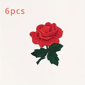 10개/6개 세트 시크한 빨간 장미 자수 천 패치, 재봉 또는 다림질 가능, 장식용 모자, 백팩, 옷 등, 재봉 장식 용품 및 추가