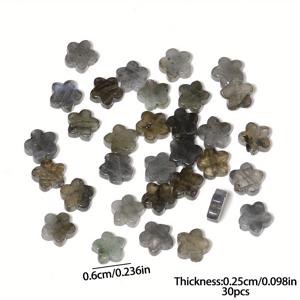 TEMU 30개 6mm 천연석 꽃 비즈 - 타이거 아이, 라브라도라이트, 모래돌 플로랄 스페이서 비즈 주얼리 만들기용, DIY 팔찌, 목걸이, 귀걸이 - 여성용 다색 보석 공예 재료, 독특한 선물 아이디어