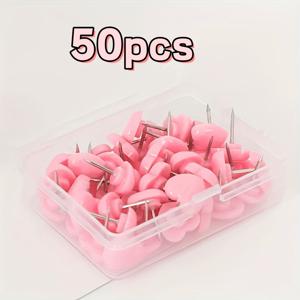 TEMU 귀여운 하트 모양 푸시핀 50개입, PP 소재, 홈, 학교 & 사무실 장식용, 박스