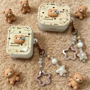 TEMU 귀여운 3D 땀 곰 스타일 애플 이어폰 낙하 방지 보호 케이스, 에어팟 헤드폰 케이스, 스크래치 방지, 낙하 방지, 그림자 보호에 적합