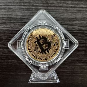 TEMU 1개 메탈 BTC 코인, 회전식 디스플레이 스탠드, 암호화폐 애호가 컬렉션에 이상적, 서재/사무실 책상/침실/책장에 적합