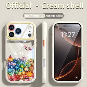 TEMU 휴대폰 케이스 - 아이폰 17Promax/ 17Pro/ 17/ 아이폰 16 PROMAX/ 16 Pro/ 16/ 아이폰 15Promax/ 15Pro/ 15/ 아이폰 14Pro Max/ 14 Pro/ 14 13Promax/ 13Pro/ 13 휴대폰 케이스, 크림 쉘, 플라워 클로우, 고화질 투명, 풀 렌즈 패키지