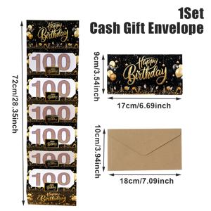 TEMU 1세트, 생일 축하 카드, 블랙 골드 생일 접이식 지폐 카드 (봉투 포함), 파티 선물, 성인 생일 파티 용품, 생일 파티 장식