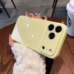 TEMU 휴대폰 케이스 - [리퀴드 스킨 느낌 라지 윈도우] 단색 리퀴드 마카롱 스타일 아이폰 17 16 15 14 13 12 Pro Max 시리즈 케이스, 캔디 컬러 유리 마감 카메라 보호 및 CA 샌드 텍스처 뒷면 커버
