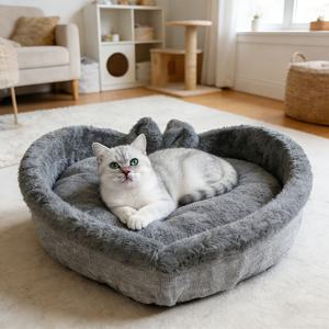 매우 귀여운 하트 모양 고양이 집, 캣룸, 고양이 침대, 겨울철 따뜻하게 잠잘 수 있는 반려묘용 침대, 두꺼운 벨벳 충전재가 있는 편안하고 부드러운 원단, 고양이를 위한 완벽한 선물