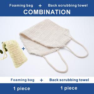 TEMU 시잘 린넨 혼방 각질 제거용 세안 타월, 천연 소재, 길이 및 너비 확장형, 강력한 전신 및 등 클렌징용 각질 제거 목욕 타월. 남녀 공용. 등의 기름을 깊게 제거할 수 있는 두 개의 손잡이 포함. 빠른 피부 클렌징과 깊은 각질 제거를 위한 양면 이중 레이어