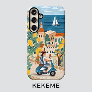 TEMU KEKEME 여름 바닷가 마을 영화 투인원 휴대폰 케이스, 삼성 갤럭시 S26 S25 S24 S23 S22 S21 S21+ S21 울트라 플러스 FE 엣지 S20 A15 A16 A17 A23 A32 A34 A35 A36 A52 A53 A54 A55 A56 호환, 풀커버 낙하 방지, 스타일리시하고 미니멀한 남녀공용 케이스