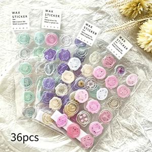 TEMU 36개 미니 왁스 씰 스티커, 3D 자가 접착 봉투 씰, 레트로 분위기 장식 스티커, 핸드메이드, 선물 포장 장식 문구류, 결혼식 초대장, 스크랩북, 콜라주에 적합