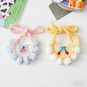 TEMU 10cm 수제 애완동물 목걸이 2개, 고양이용 니트 목걸이, 토끼 목 장식, 곰돌이 직조 턱받이, 햄스터 장식 의상