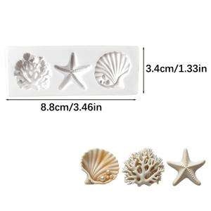 TEMU 미니 바다 테마 수지 실리콘 몰드, 조개, 산호, 3구 몰드, 점토, 왁스, 석고 공예용, DIY 해양 장식용, 양초용 아님, 생일 장식용 수지 공예품