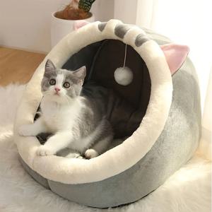 TEMU 1개 귀여운 고양이 침대 부드러운 새끼 고양이 매트 포근한 고양이 집 통기성 고양이 수면 바구니, 대형 중형 소형 고양이 모두에게 적합, 사계절 수면 사용