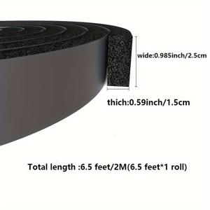 TEMU 1롤, 너비 2.5cm X 두께 1.5cm X 길이 2미터; 너비 5cm X 두께 1.5cm X 길이 2미터. 제품: 창문 및 에어컨용 고탄성 폼 씰링 스트립 단열재. 고탄성 고강도 창문 씰링 스트립, 무접착제, 검정색 폼 단열 창문 및 문용 테이프