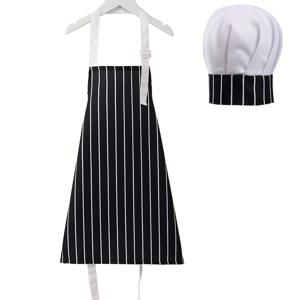 TEMU 모자 포함 앞치마 세트 주방 레스토랑 베이킹 요리 셰프 조절 가능한 턱받이 앞치마 남녀공용