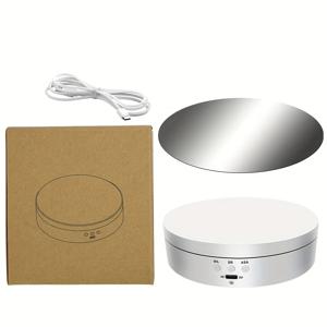 TEMU 사진 촬영용 전동 회전 턴테이블, USB/배터리 겸용 전동 디스플레이 스탠드, 저소음 360도 회전, 속도, 방향 및 각도 조절 가능. 배터리 미포함. 사진 장비: 최신 턴테이블: 속도 조절 가능